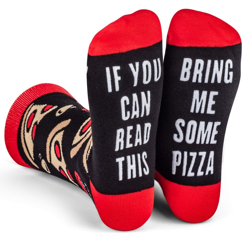 Lavley If You Can Read This Bring Me Pizza Socks â€“ Funny Socks for Men & Women US Size 6-12 â€“ Hilarious Gag Gift for Pizza Lovers, Foodies, Birthday or Holiday Novelty Present - Image 1